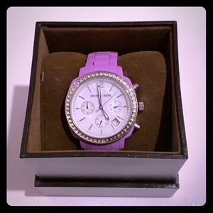 Purple & Pave crystal MK chronograph watch